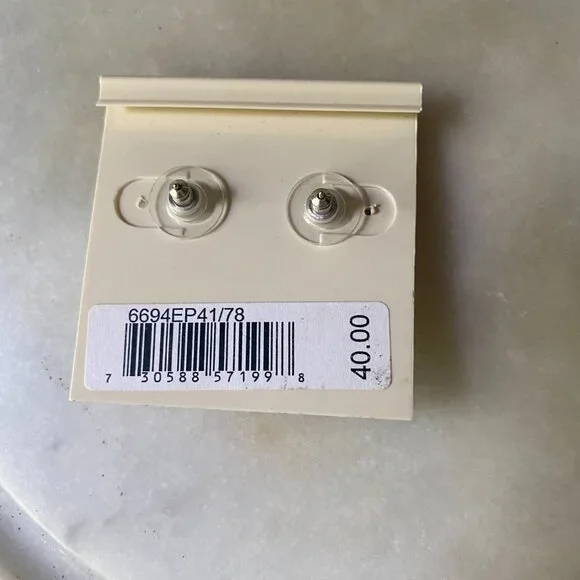 NWT Carolee CZ & glass pearl 14kt gold post pierced earrings coquette romantic - Picture 5 of 5